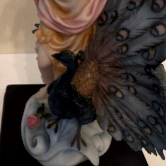 Vintage De Capoli Collection 16" Angel Nymph Peacock Statue Figurine Resin Wood - Picture 4 of 10